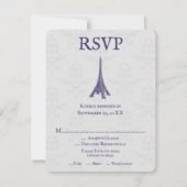 Lila eiffelturm Damask RSVP-Karte RSVP Karte (Vorderseite)