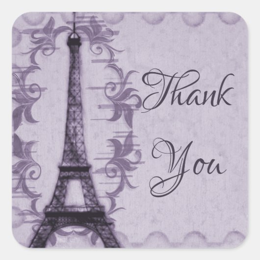 Lila Eiffelturm Danke Stickers (Vorderseite)