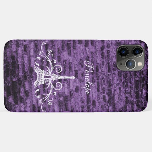 Lila Eiffelturm Grunge Case-Mate iPhone Case (Rückseite (Horizontal))