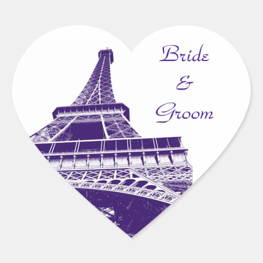 Lila Eiffelturm-Heart-Sticker Herz-Aufkleber (Vorderseite)