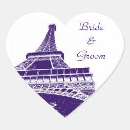 Lila Eiffelturm-Heart-Sticker Herz-Aufkleber