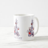 Lila Eiffelturm-Schmetterlinge Tasse (VorderseiteRechts)