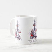 Lila Eiffelturm-Schmetterlinge Tasse (Vorderseite Links)