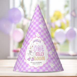 Lila Eine Dumme Gans-Retro Mädchen Erster Geburtst Partyhütchen
