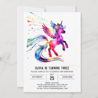 Lila Einfach Einhorn Digital Geburtstag Einladung