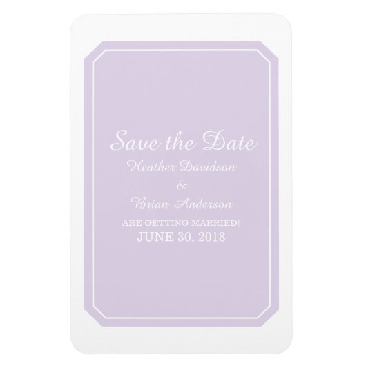 Lila einfach elegant Save the Date Magnet (Vertikal)