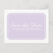 Lila Einfach elegant Save the Date Postkarte (Vorderseite)