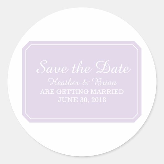 Lila einfach elegant Save the Date Runder Aufkleber (Vorderseite)