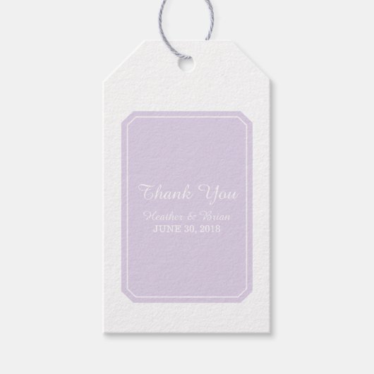Lila, einfach elegante Hochzeit Geschenkanhänger (Vorderseite)