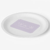 Lila, einfach elegante Hochzeit Pappteller (Schrägansicht)