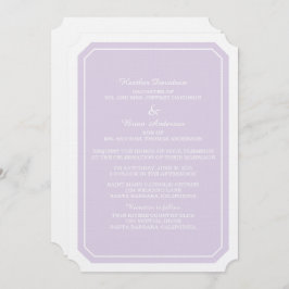 Lila, einfach elegante Hochzeitsreise Einladung