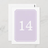 Lila Einfach elegante Tischnummer Postkarte (Vorne/Hinten)
