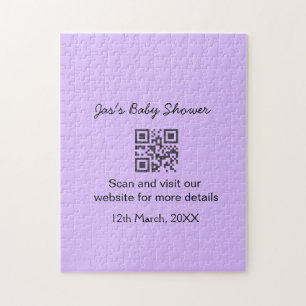 Lila einfache Babyparty-QR-Code mit Namenszugabe Puzzle