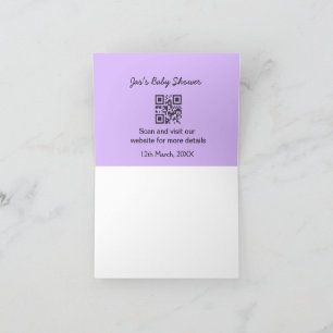 Lila einfache Babyparty-QR-Code, Namenstext hinzuf Dankeskarte