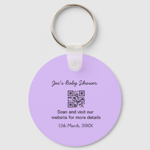 Lila einfache Babyparty-QR-Code, Namenstext hinzuf Schlüsselanhänger