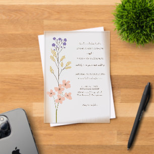 Lila, einfache Blumenhochzeit Acryleinladungen