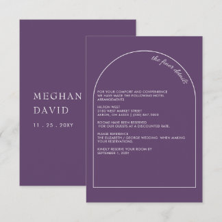 Lila Einfache Elegante Moderne Arch Wedding Begleitkarte