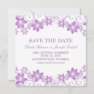 Lila einfache Flora Save the Date einladen Einladung