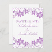 Lila einfache florale Save the Date Postkarte (Vorne/Hinten)