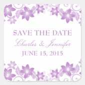 Lila einfache florale Save the Date Stickers (Vorderseite)
