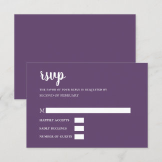 Lila Einfache Kalligrafie Moderne UAWG RSVP Karte