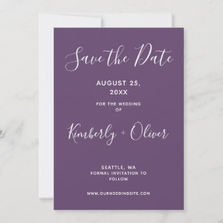 Lila einfache Kalligraphie Save the Date