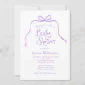 Lila Einfache Kinderdusche Einladung (Vorderseite)