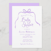 Lila Einfache Kinderdusche Einladung (Vorne/Hinten)