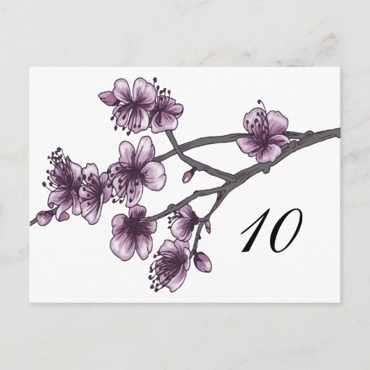 Lila Einfache Kirschblüte Tischnummer (Vorderseite)