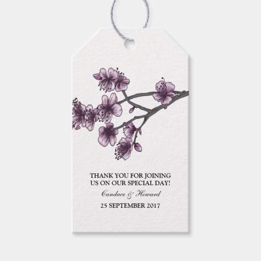 Lila Einfache Kirschblüten - Geschenkeppchen Geschenkanhänger (Vorderseite)