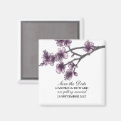 Lila Einfache Kirschblüten speichern das Datumsfen Magnet (Vorderseite/Rückseite)