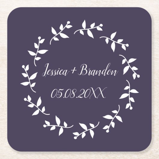 Lila Einfache Minimalistische Hochzeit Rechteckiger Pappuntersetzer (Vorderseite)