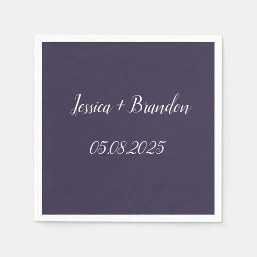 Lila Einfache Minimalistische Hochzeit Serviette (Vorderseite)