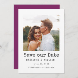 Lila Einfache SQUARE Foto Hochzeit speichern Sie d Save The Date