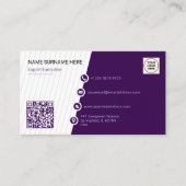 Lila einfacher formaler QR-Code Beruflich modern Visitenkarte (Vorderseite)