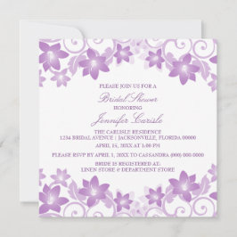 Lila einfaches florales Brautparty laden ein Einladung