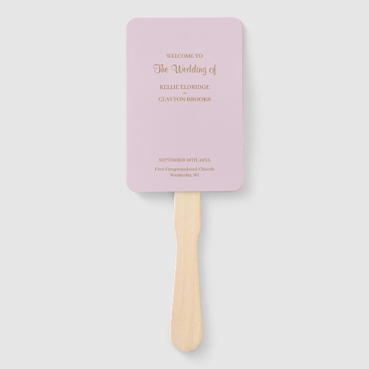 Lila einfaches Hochzeitsprogramm Handfan Fächer (Vorderseite)
