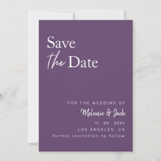 Lila Einfaches Kalligrafie-Foto Save the Date