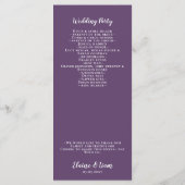 Lila einfaches kalligrafisches Hochzeitsprogramm Programm (Rückseite)
