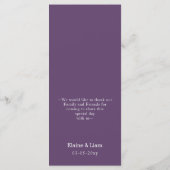 Lila einfaches, modernes Menü Menükarte (Rückseite)