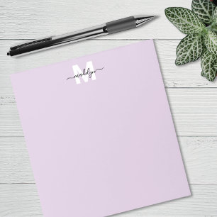 Lila einfaches Monogramm Notizblock