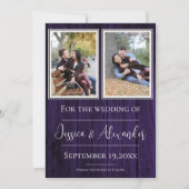 Lila einfaches rustikales Foto Save the Date (Rückseite)