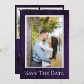 Lila einfaches rustikales Foto Save the Date (Vorne/Hinten)