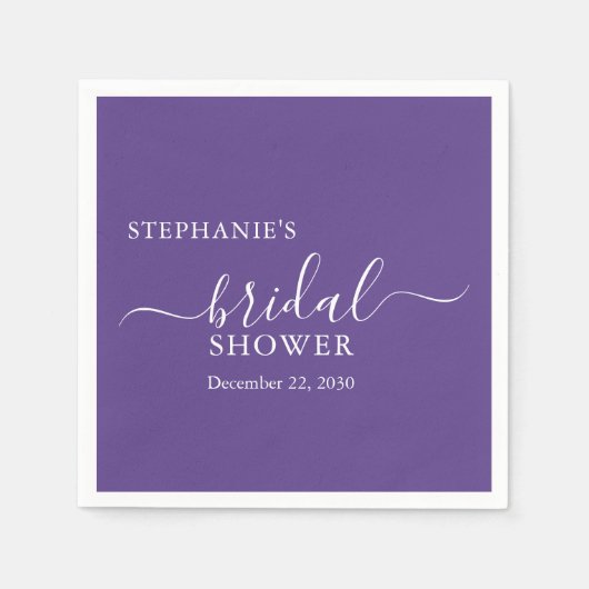 Lila einfaches Skript-Brautparty Serviette (Vorderseite)