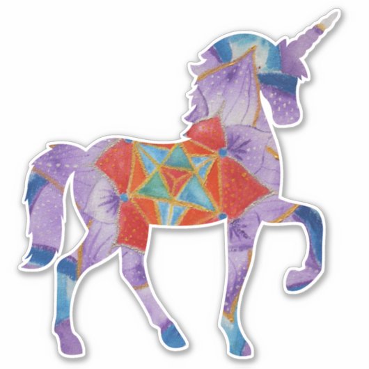 Lila Einhorn Aufkleber (Vorderseite)