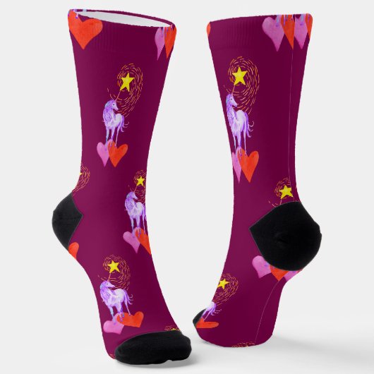 Lila Einhorn-Crew Socken (Gewinkelt)