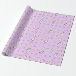 Lila Einhorn Geburtstag Geschenkpapier