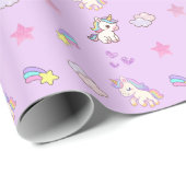 Lila Einhorn Geburtstag Geschenkpapier (Rolleneckpunkt)