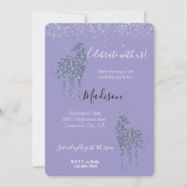 Lila Einhorn Glitter Einladung