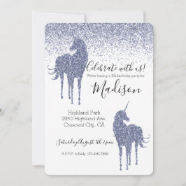 Lila Einhorn-Glitzer Einladung